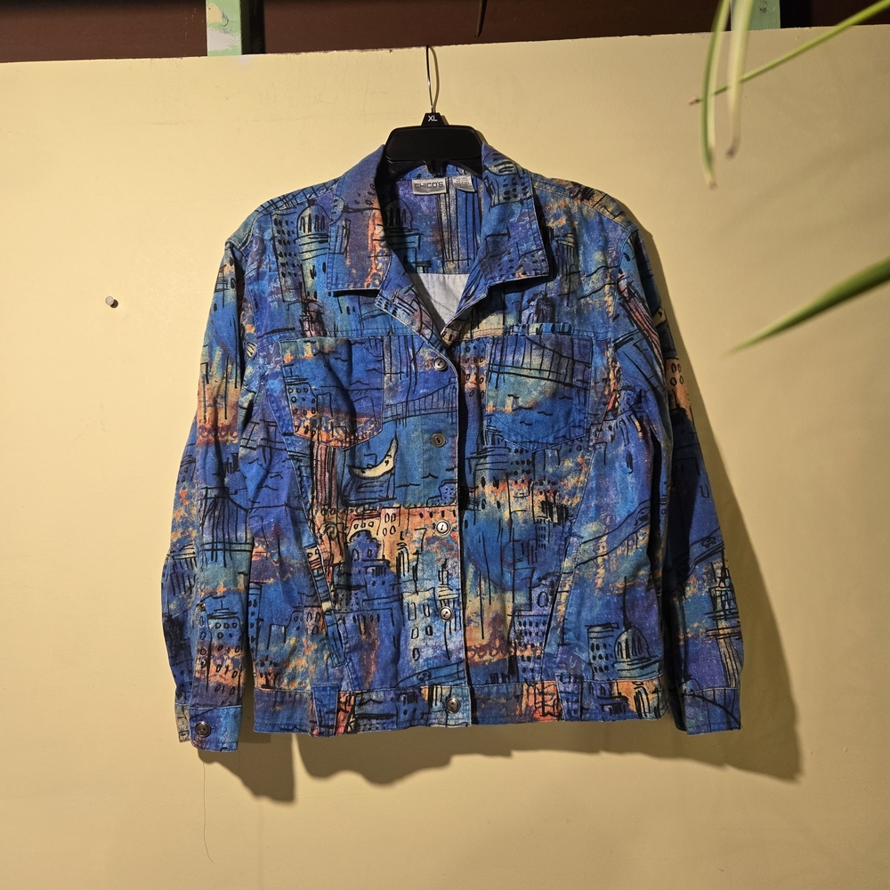 Chico's Blue and Orange Abstract Men's Jacket